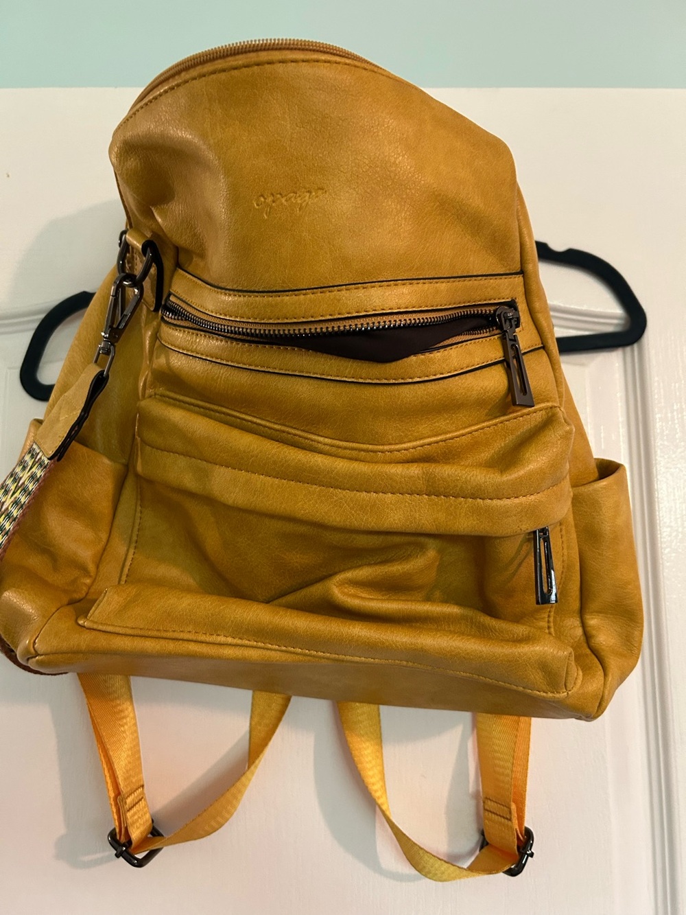 Mustard Yellow Leather Backpack